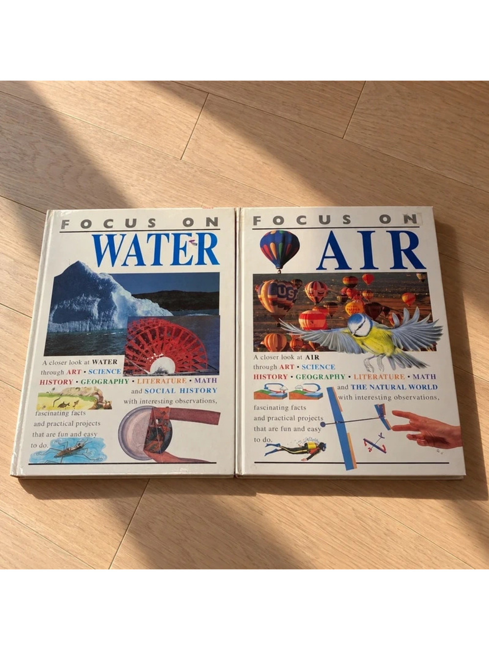 Focus on Water & Focus on Air 1995 Vintage Kids Science Hardcover 2 Book Set